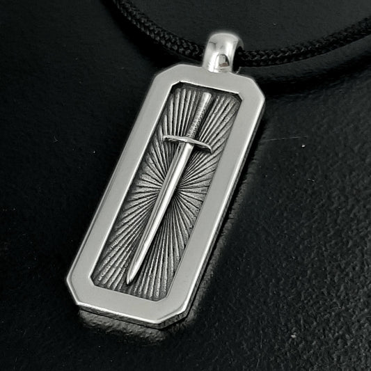 Handmade Sterling Silver Excalibur Sword Pendant: Medieval Men's Jewelry