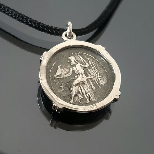 Ancient Greek Coin, Alexander Sterling Silver Pendant