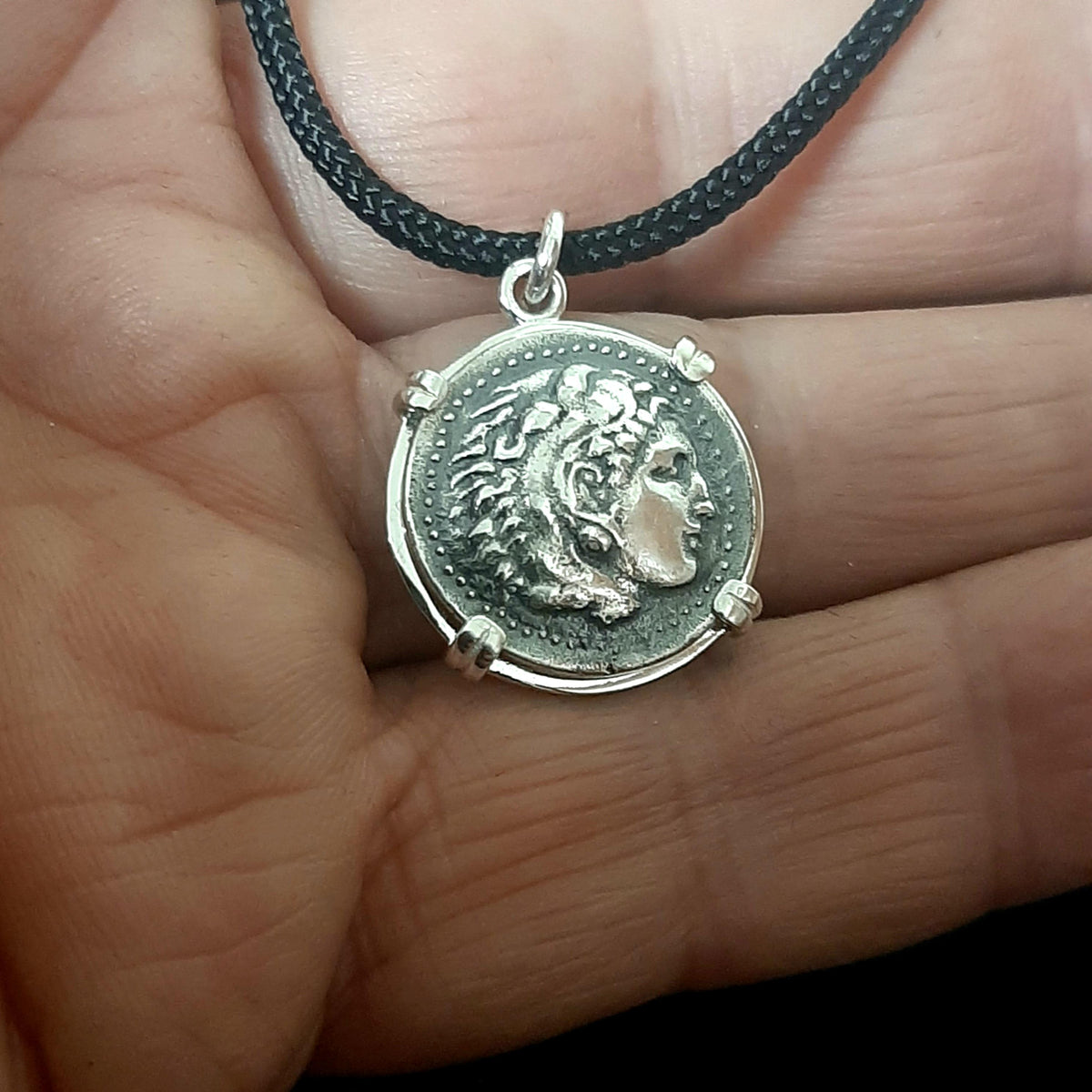 Ancient Greek Coin, Alexander Sterling Silver Pendant