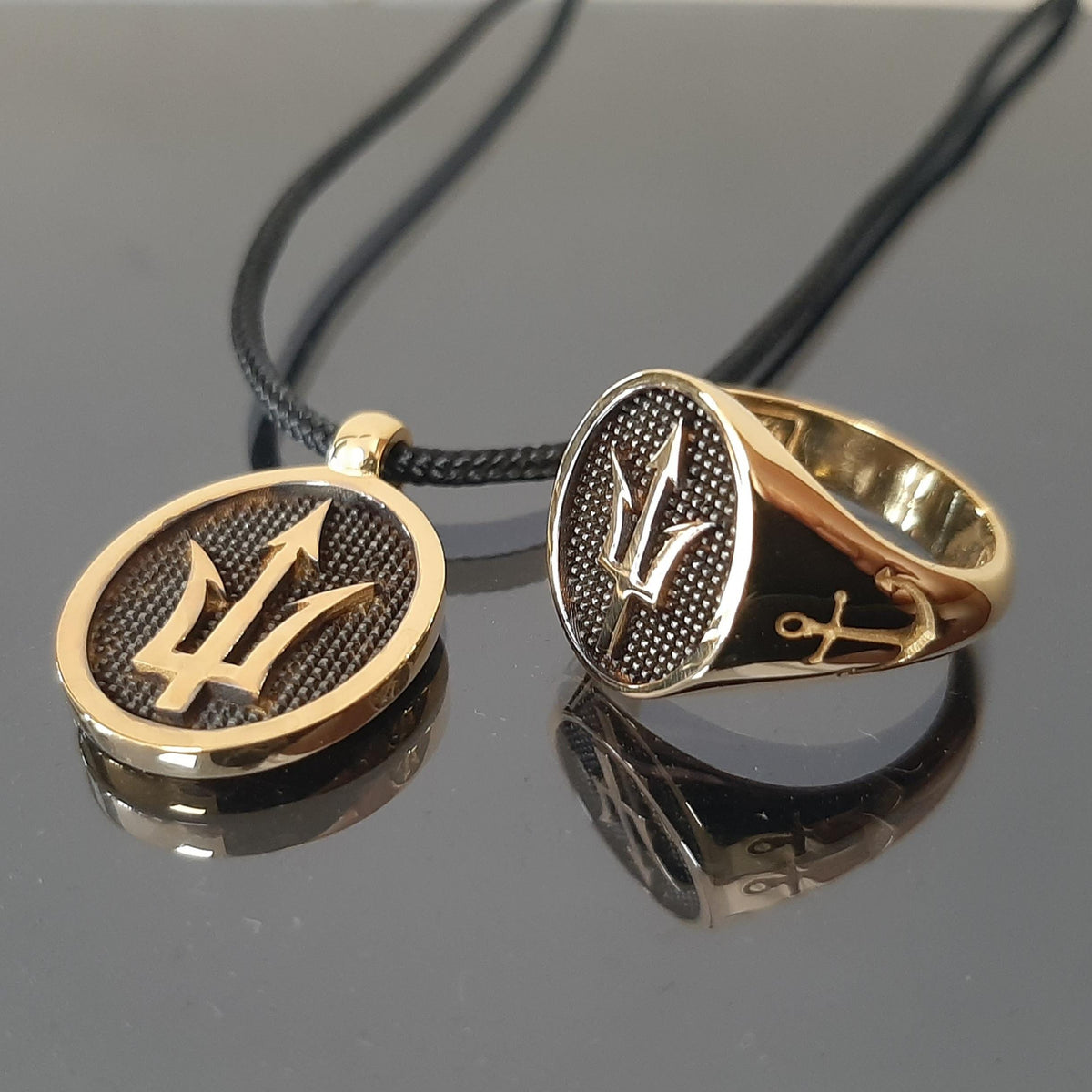 Sterling Silver Trident Necklace: K18 Gold-Plated Poseidon's pendant — 4