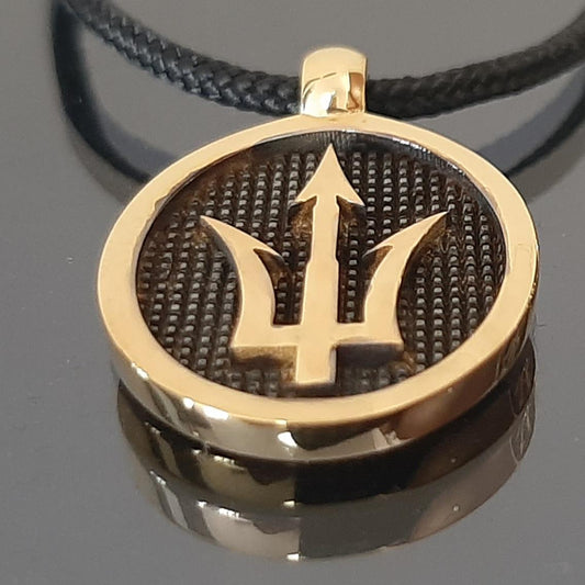 Sterling Silver Trident Necklace: K18 Gold-Plated Poseidon's pendant
