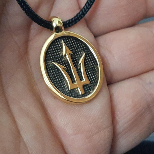 Sterling Silver Trident Necklace: K18 Gold-Plated Poseidon's pendant — 2