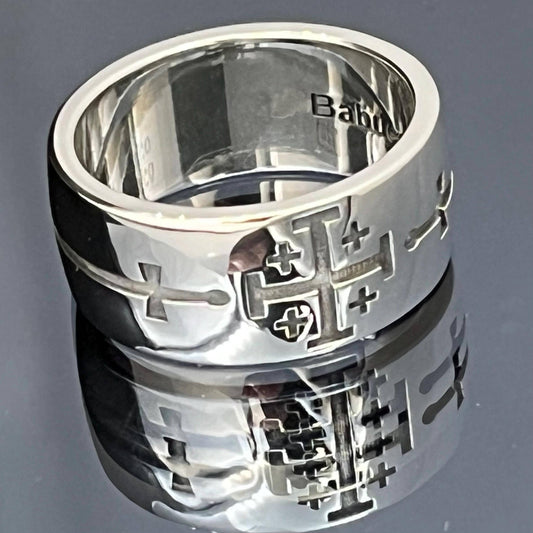 Jerusalem Templar Ring: Crusader's Medieval Knight Jewelry, Sterling Silver band. — 6