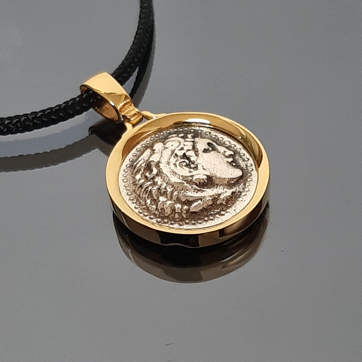 Ancient Greek Coin, Alexander's head Replica, Historical pendant.