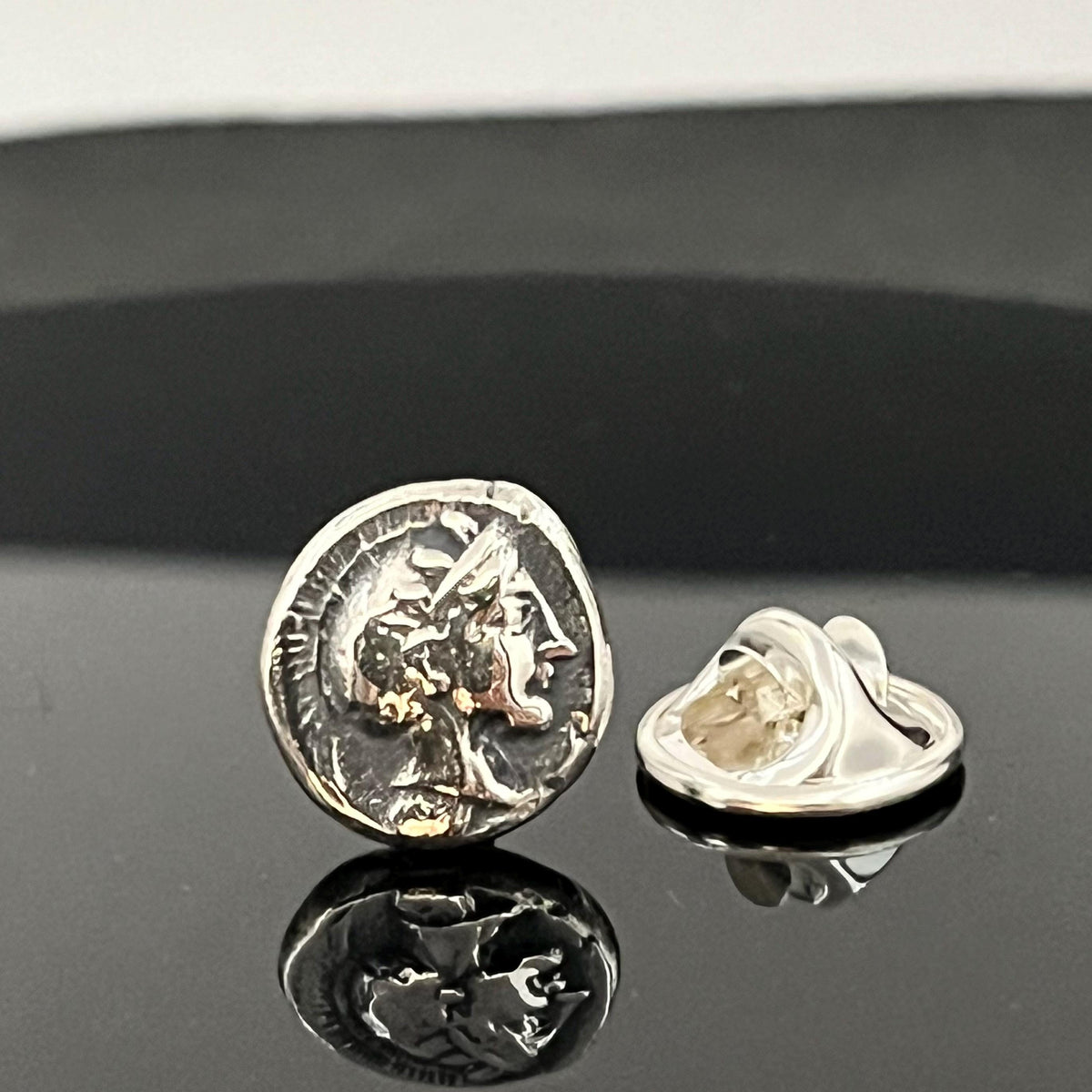 Sterling Silver Owl Lapel Pin: Ancient Greek Mythology Coin Design