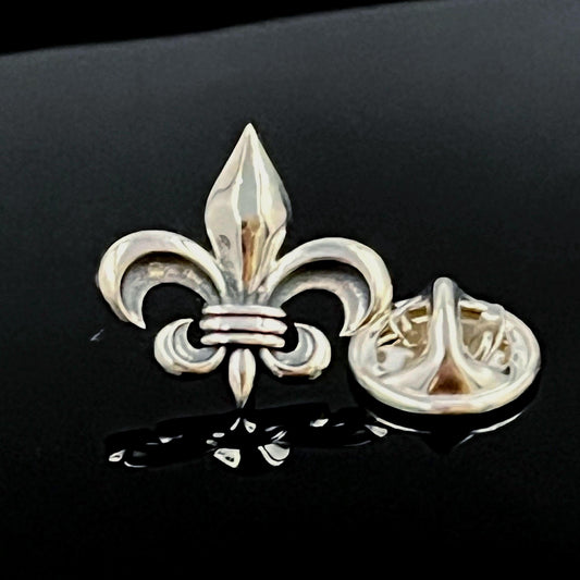 Sterling Silver Fleur de Lis Lapel Pin: Masonic, Medieval Style, Knight's accessory