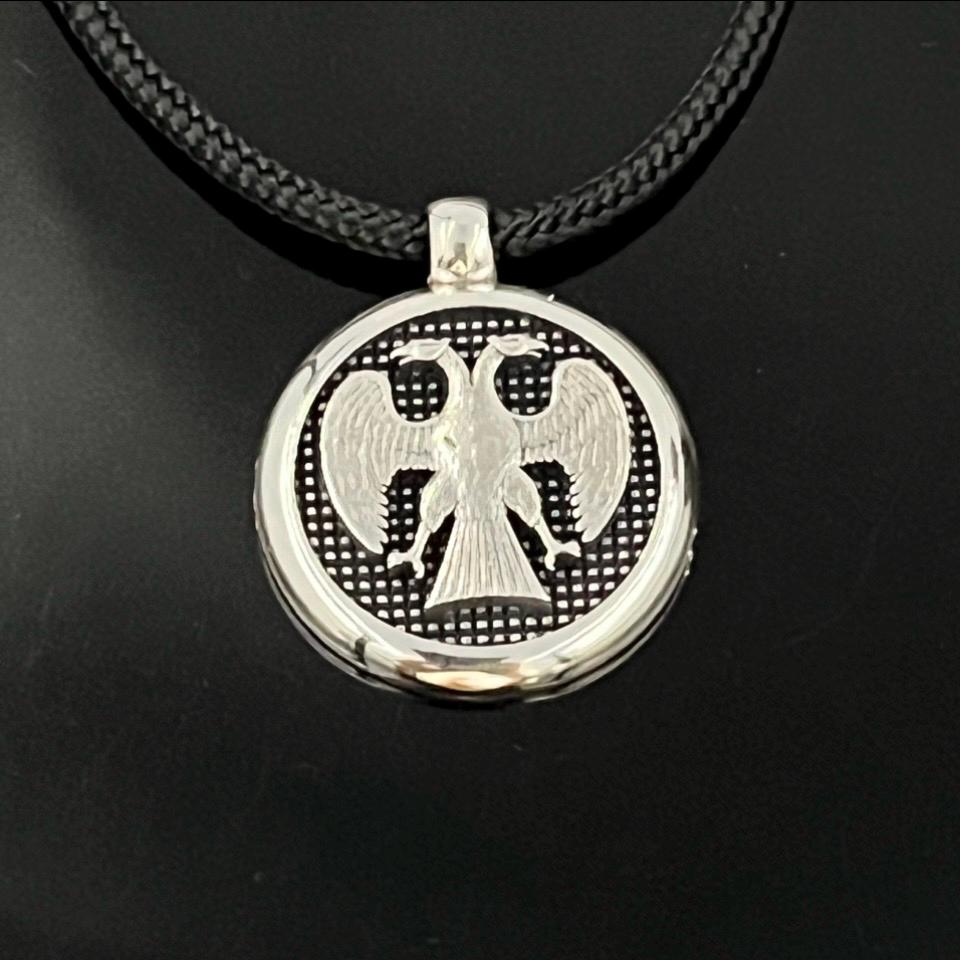 Double-Headed Eagle Pendant: Sterling Silver Byzantine Necklace — 2