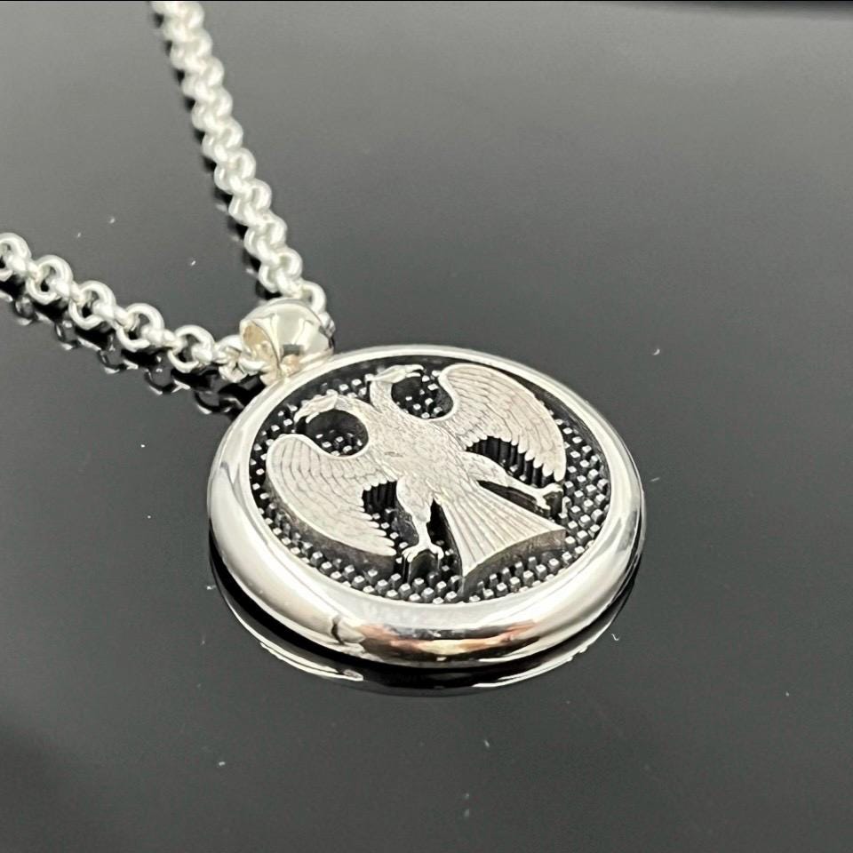 Double-Headed Eagle Pendant: Sterling Silver Byzantine Necklace