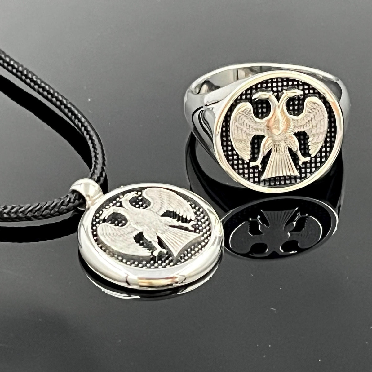 Double-Headed Eagle Pendant: Sterling Silver Byzantine Necklace — 5