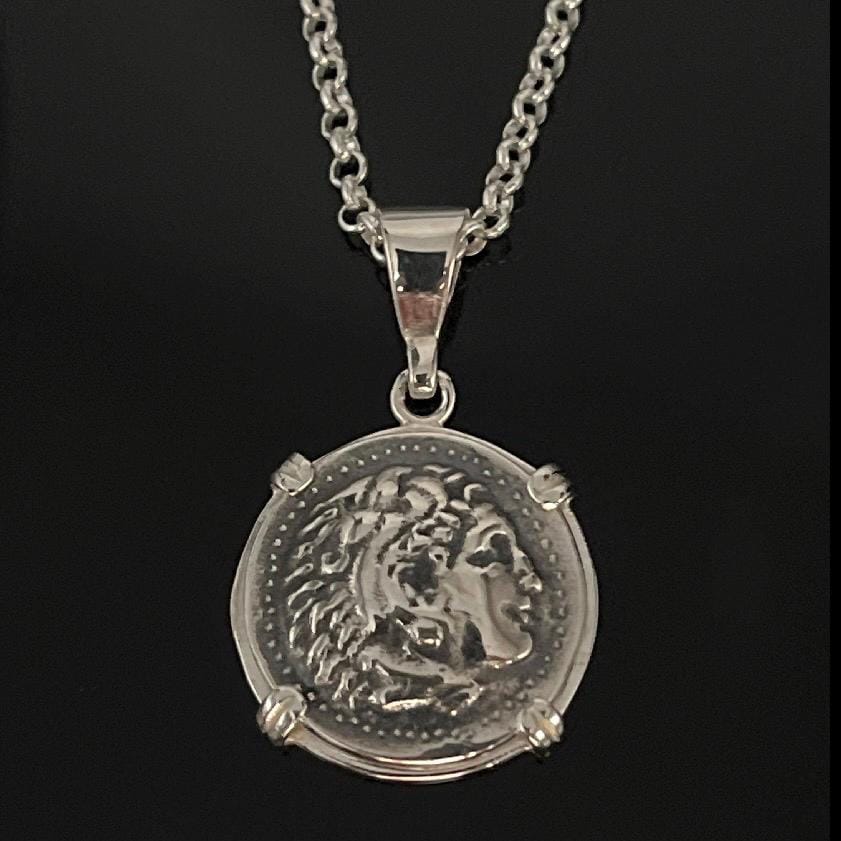 Ancient Greek Coin, Alexander Sterling Silver Pendant