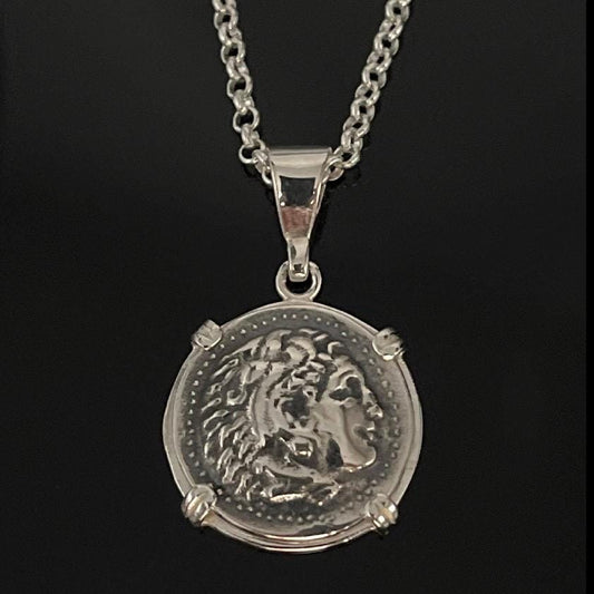 Ancient Greek Coin, Alexander Sterling Silver Pendant