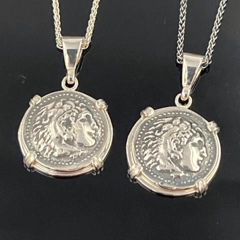 Ancient Greek Coin, Alexander Sterling Silver Pendant