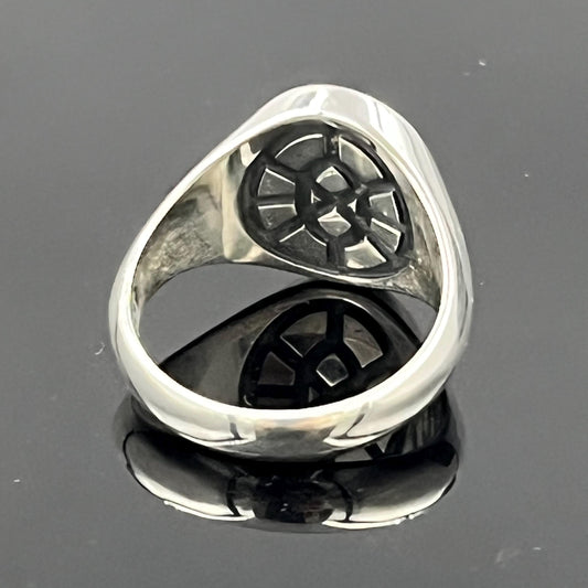 Maltese Templar Cross Ring: Sterling Silver, Red Enamel, Solid Chevalier. — 6