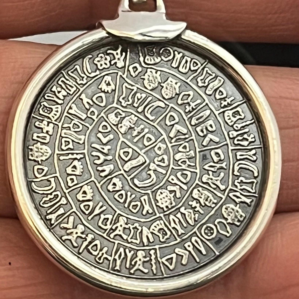 Handmade Sterling Silver Phaistos Disc Pendant: Ancient Greek Amulet — 5