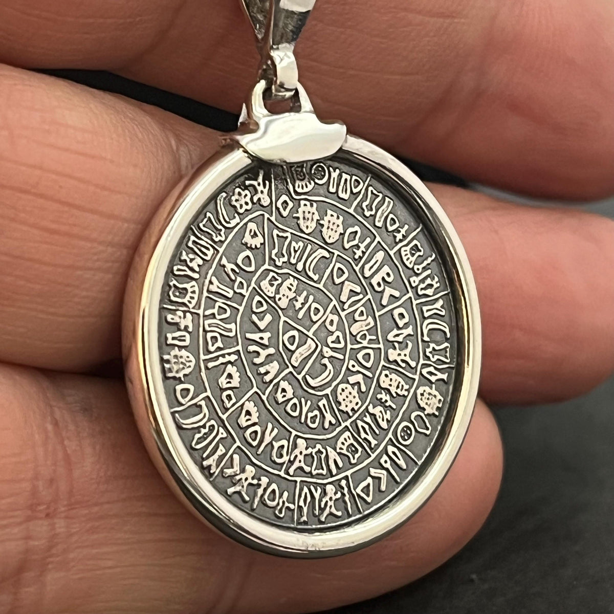 Handmade Sterling Silver Phaistos Disc Pendant: Ancient Greek Amulet — 4