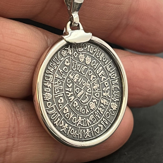 Handmade Sterling Silver Phaistos Disc Pendant: Ancient Greek Amulet — 4