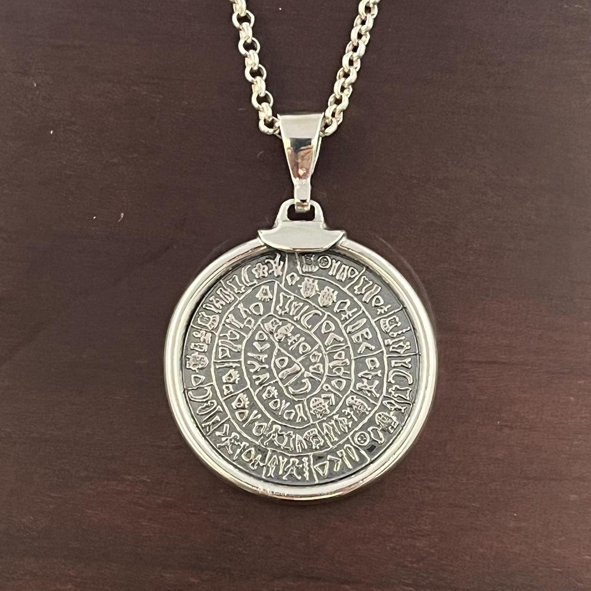 Handmade Sterling Silver Phaistos Disc Pendant: Ancient Greek Amulet — 3