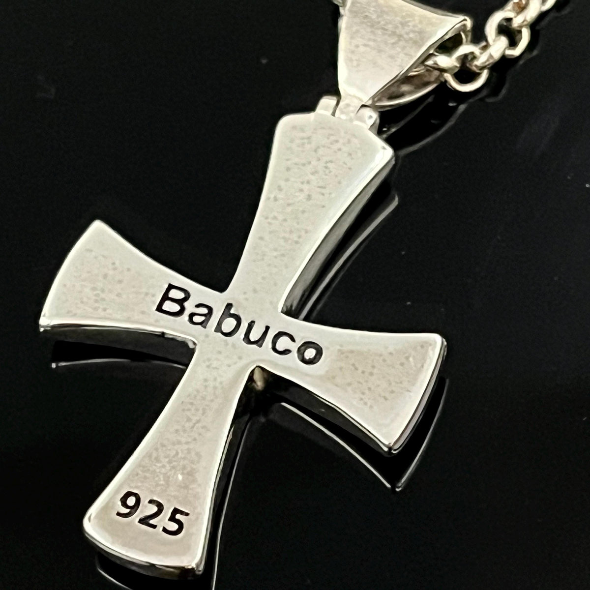 Black Enamel Templar Cross Pendant - Sterling Silver, Jesuit Style