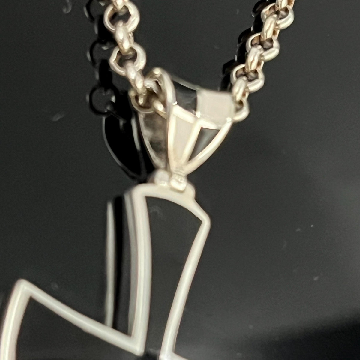 Black Enamel Templar Cross Pendant - Sterling Silver, Jesuit Style