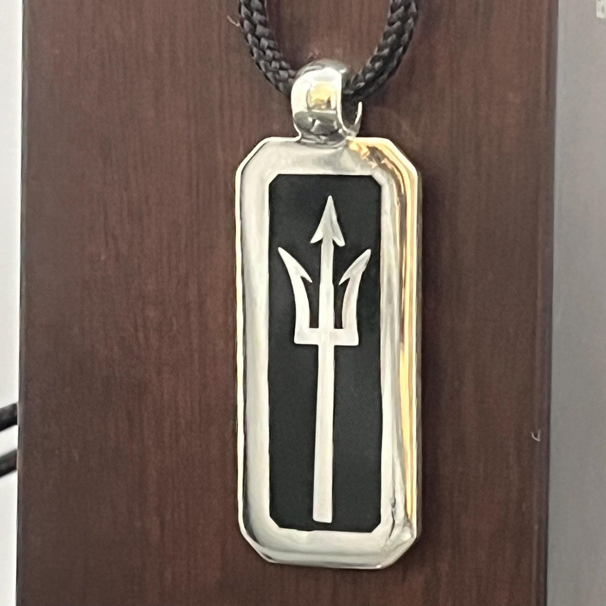 Sterling Silver Trident Pendant: Neptune's Greek Mythology Necklace