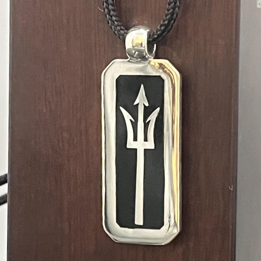 Sterling Silver Trident Pendant: Neptune's Greek Mythology Necklace