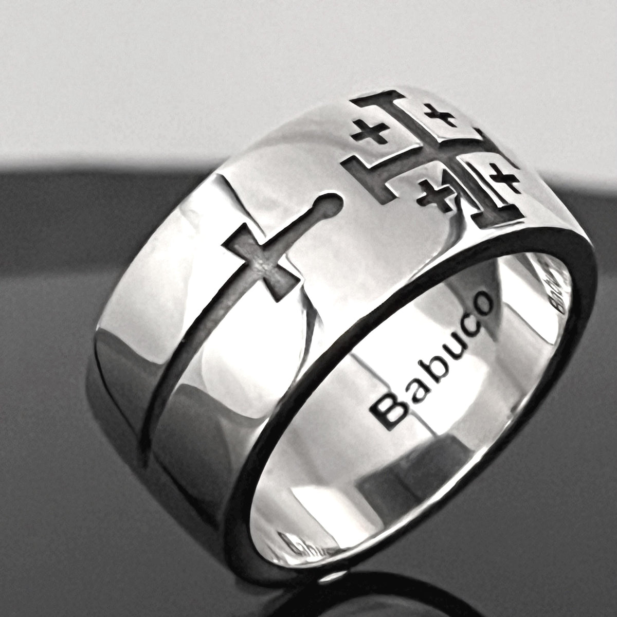 Jerusalem Templar Ring: Crusader's Medieval Knight Jewelry, Sterling Silver band.