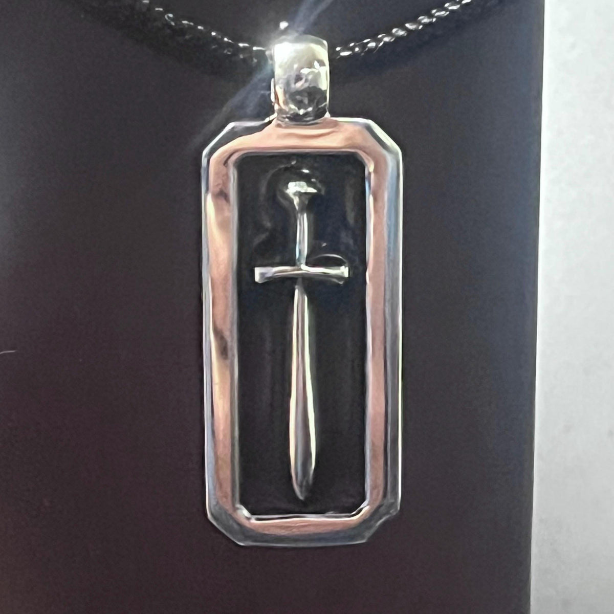 Spartan Sword Pendant: Sterling Silver with Black Enamel - Handmade Greek