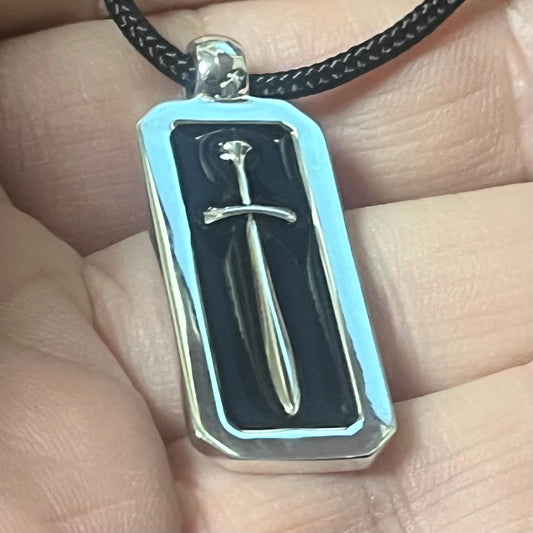 Spartan Sword Pendant: Sterling Silver with Black Enamel - Handmade Greek — 6
