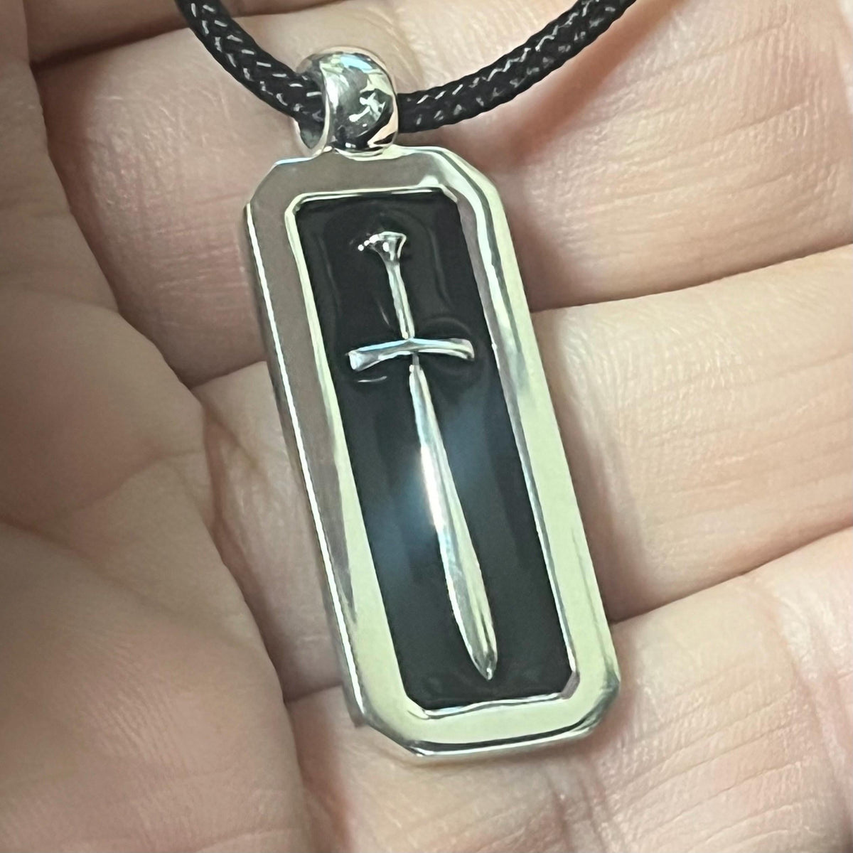 Spartan Sword Pendant: Sterling Silver with Black Enamel - Handmade Greek — 3