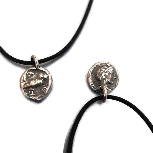 Athena Owl Coin Pendant: Sterling Silver Ancient Greek Jewelry, Mythology necklace. — 2