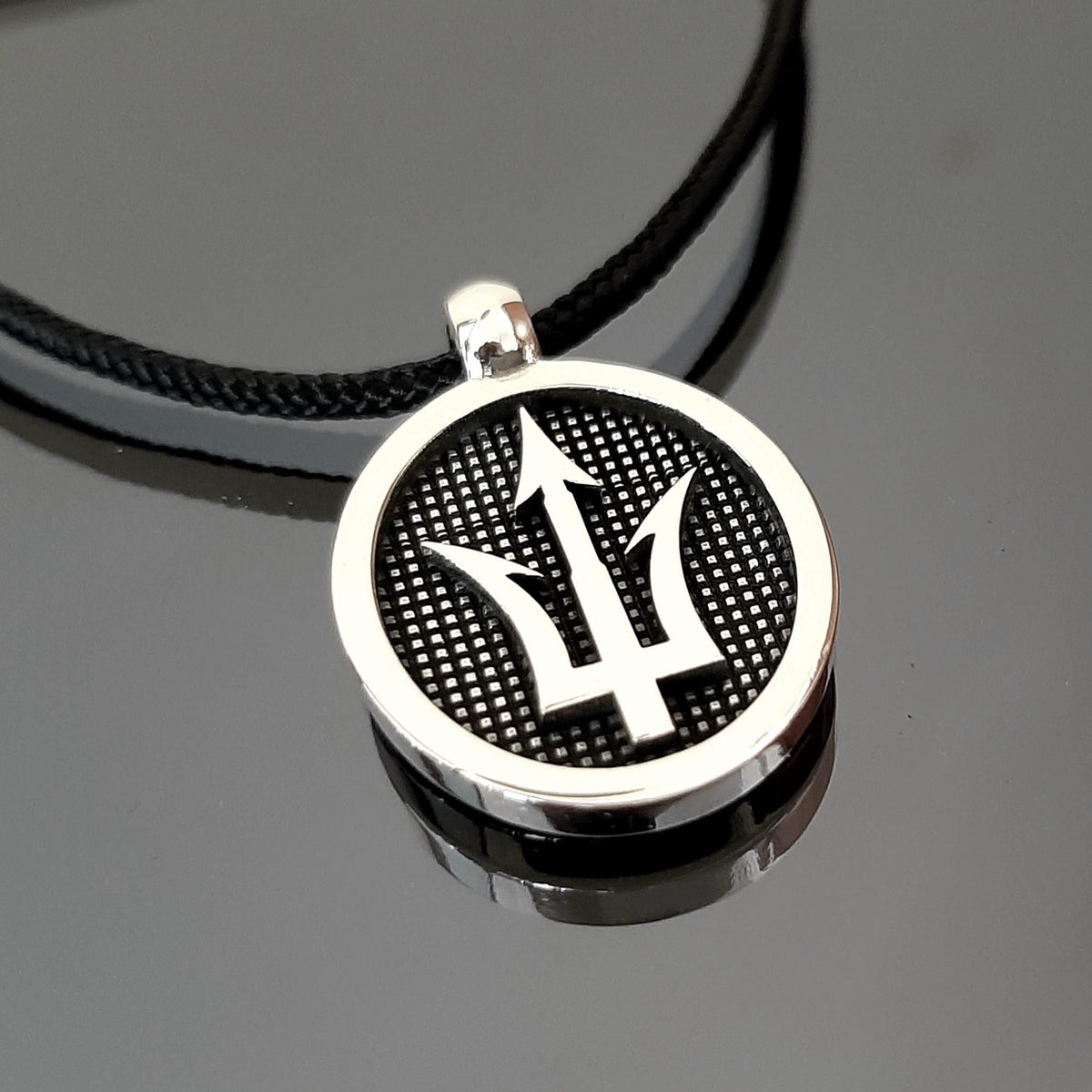Sterling Silver Poseidon Trident Pendant: Greek Sea God Necklace