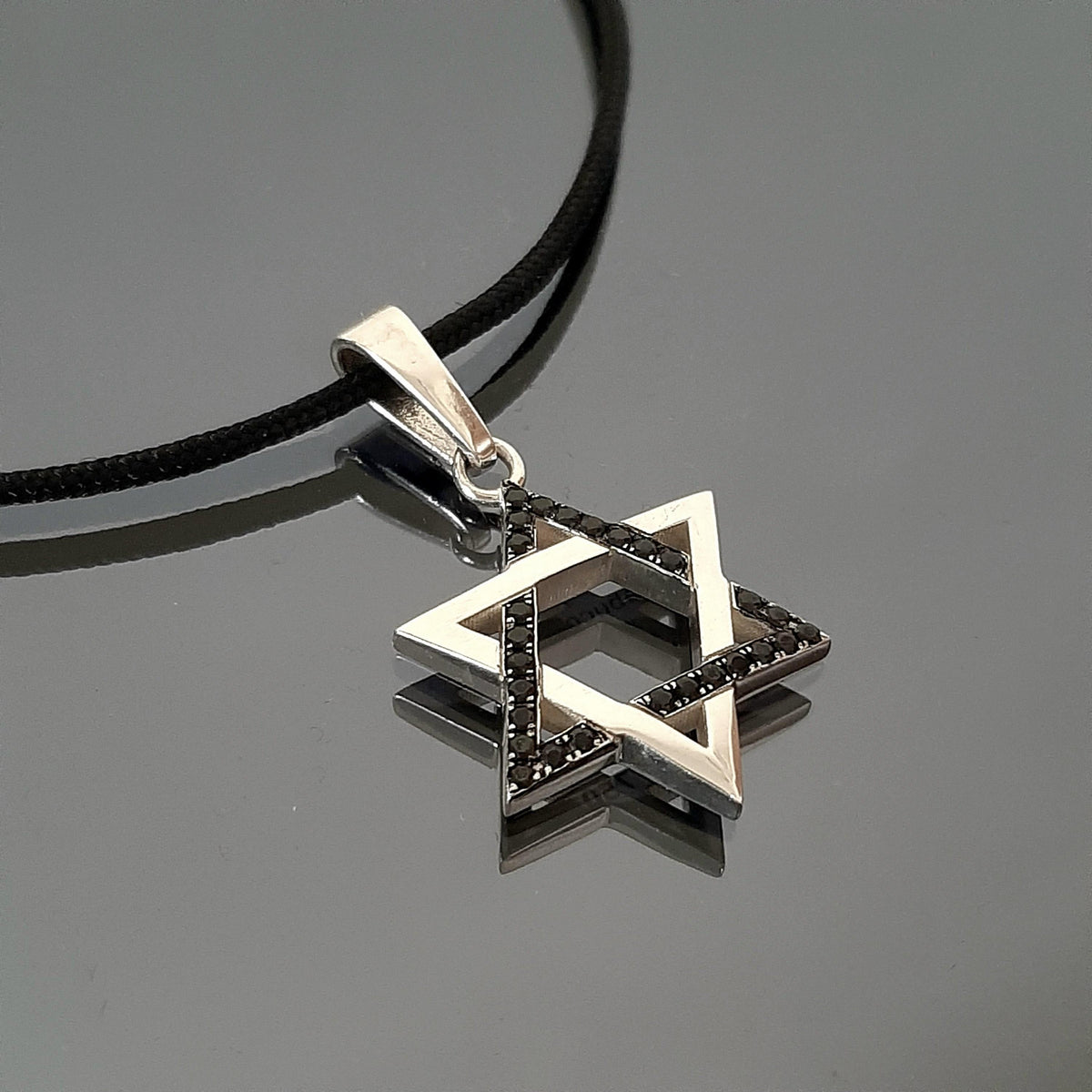 Star of David Necklace - Black Spinel on Sterling Silver Pendant