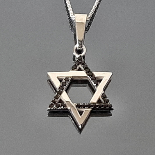 Star of David Necklace - Black Spinel on Sterling Silver Pendant — 2
