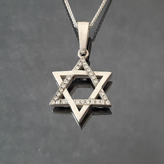 Star of David Necklace - Black Spinel on Sterling Silver Pendant — 4