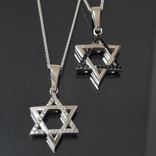 Star of David Necklace - Black Spinel on Sterling Silver Pendant — 5