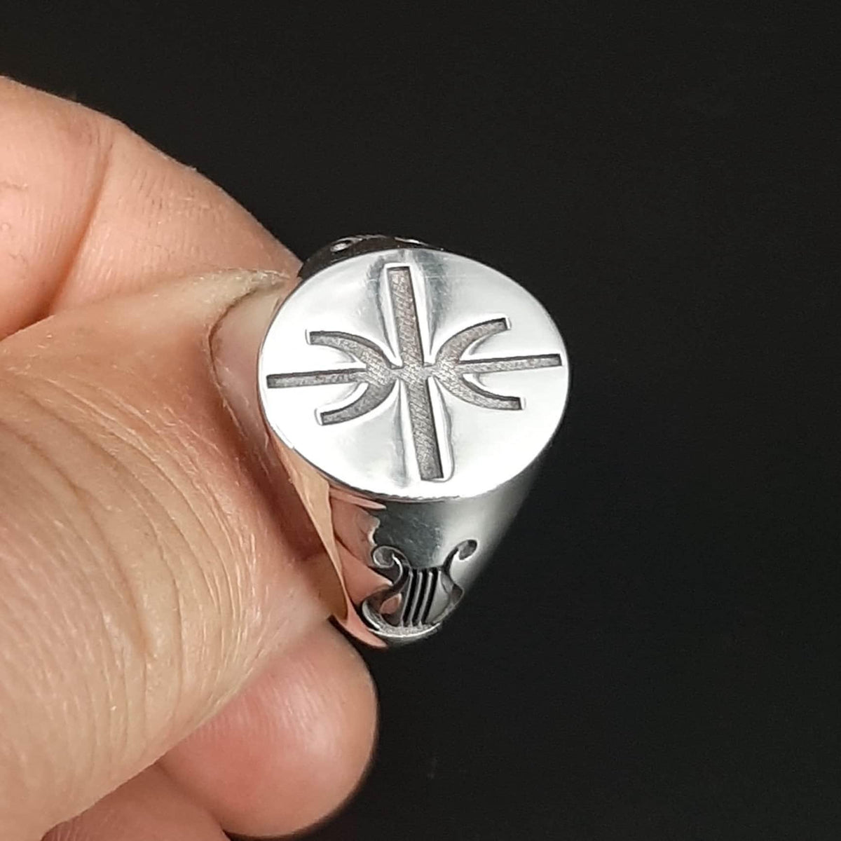 Delphic Epsilon Sterling Silver Ring: Greek Apollo Symbol, true light sign — 3