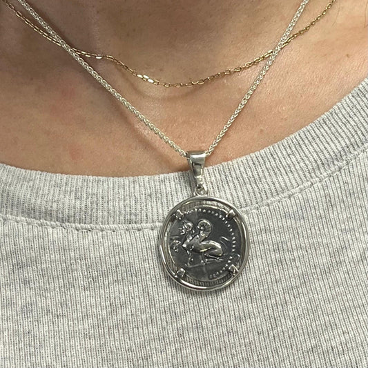 Sterling Silver Coin Necklace: Ancient Greek Chios Sphinx Pendant — 4