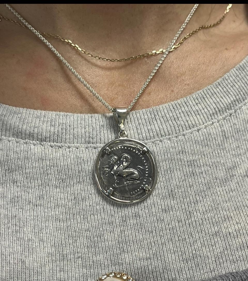 Sterling Silver Coin Necklace: Ancient Greek Chios Sphinx Pendant — 8
