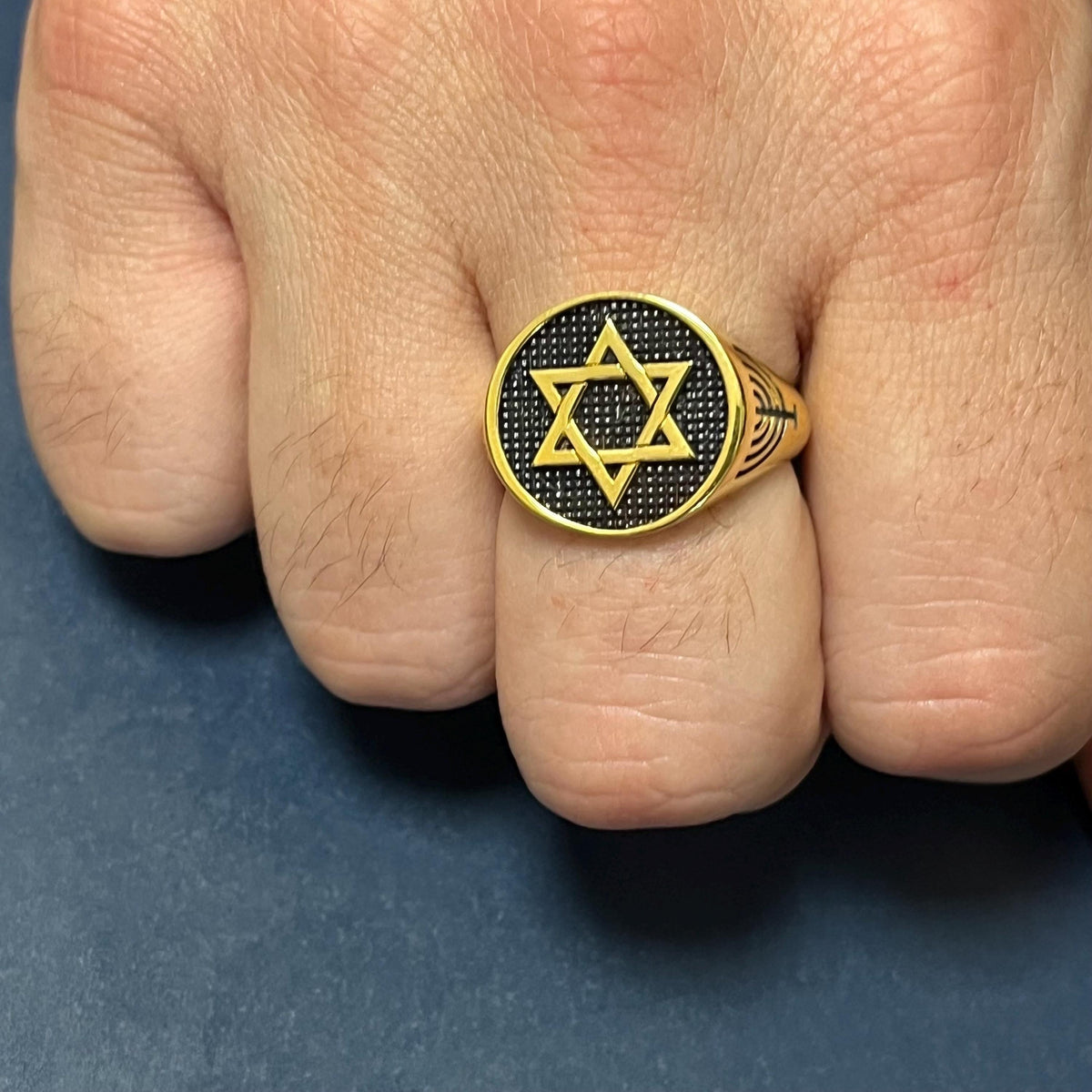 Handmade Sterling Silver Star of David Ring: K18 Gold-plated Jewish Shield Jewelry. — 5
