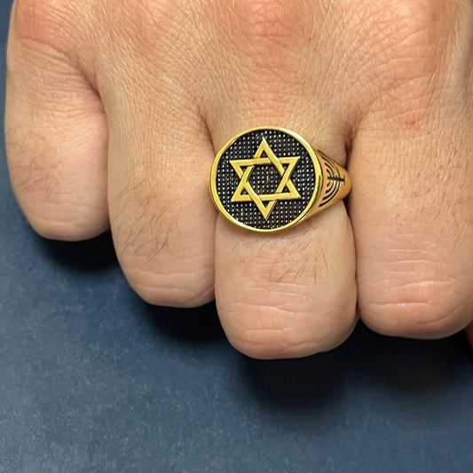 Handmade Sterling Silver Star of David Ring: K18 Gold-plated Jewish Shield Jewelry. — 5