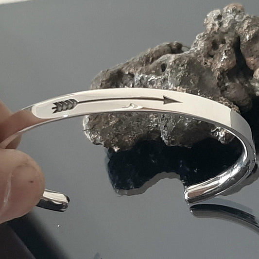 Arrow Cuff Bracelet: Sterling Silver Greek Style (Adjustable Fit)