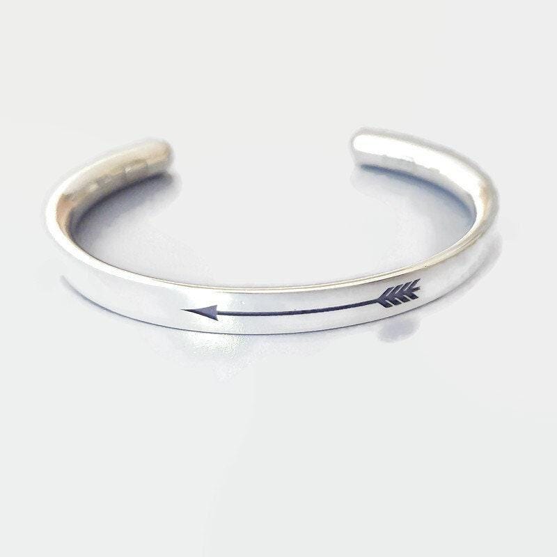 Arrow Cuff Bracelet: Sterling Silver Greek Style (Adjustable Fit)