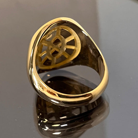 Sterling Silver Trident Ring: Large Oval Signet, Poseidon Jewelry — 7