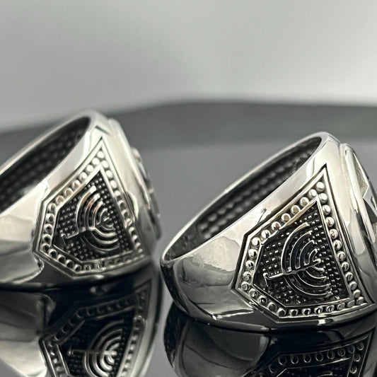 Sterling Silver Chai Signet Ring - Jewish  Shield, solid Chevalier — 5