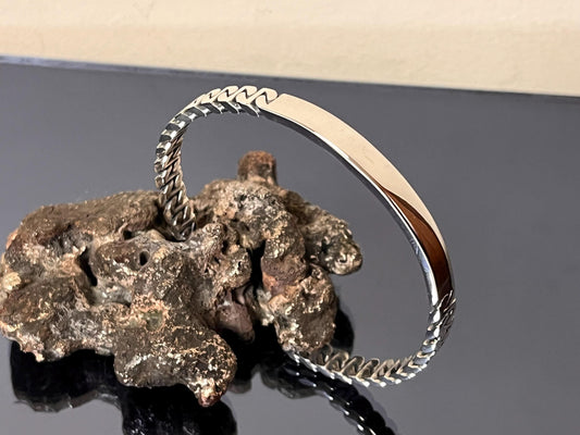 Handmade Sterling Silver Greek Cuff Bangle - Men's Luxury Accessory