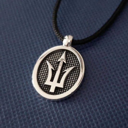 Sterling Silver Poseidon Trident Pendant: Greek Sea God Necklace — 4