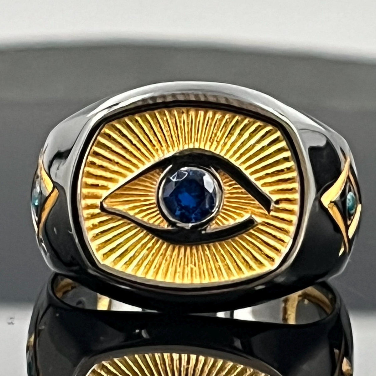 Blue Masonic Eye Ring: Sterling Silver Scottish Rite with Zircon — 7