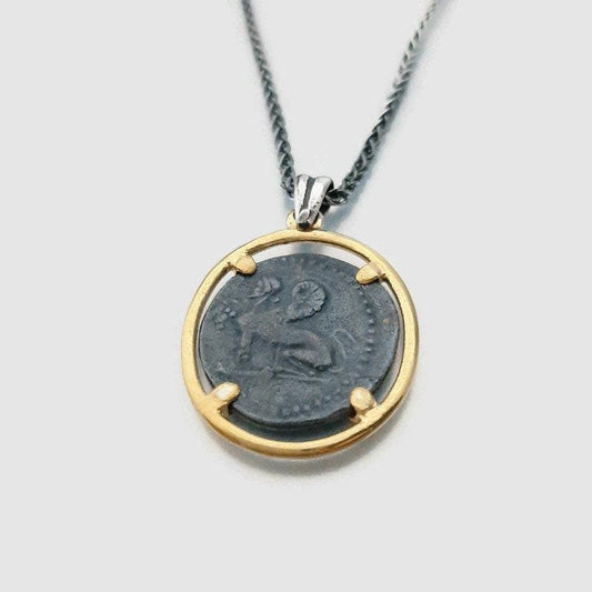 Sterling Silver Coin Necklace: Ancient Greek Chios Sphinx Pendant
