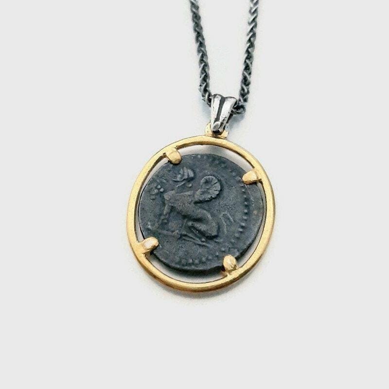 Sterling Silver Coin Necklace: Ancient Greek Chios Sphinx Pendant — 2