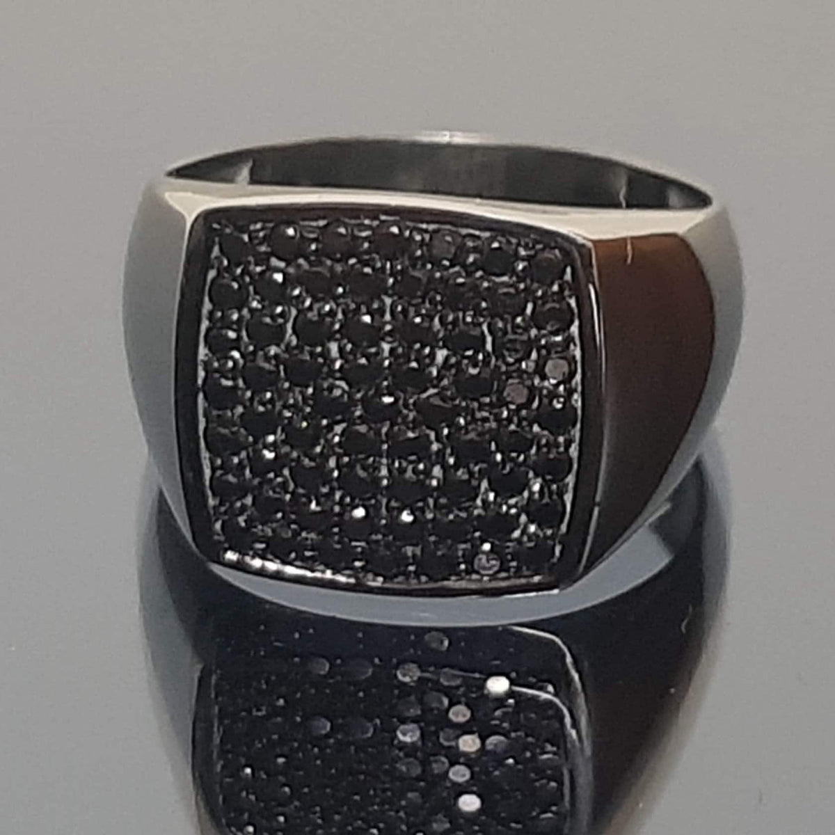 Black Diamond Chevalier Ring - Square, Gun-Blackened Style